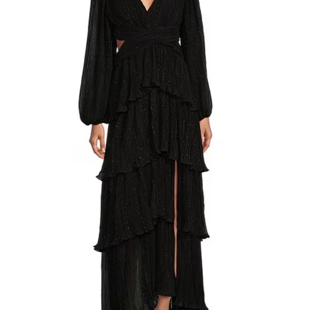 ASTR The Label Anora V Neck Long Sleeve Tiered Maxi Dress